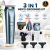3-in-1 Men’s Grooming Kit – Rechargeable Hair Trimmer, Beard Shaver & Nose Trimmer with 1mm/3mm/5mm Combs